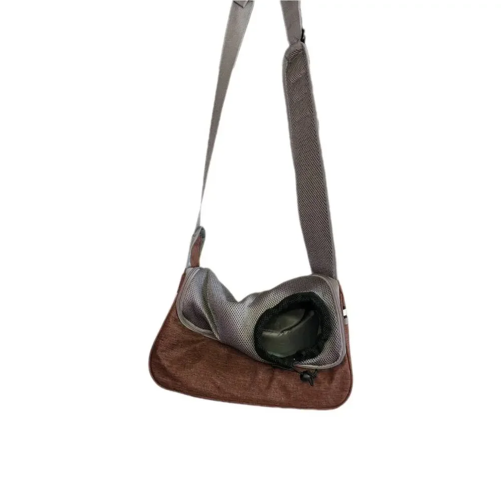Over the shoulder dog sling/carrier for small dog And Cats . Black/Grey/ Brown